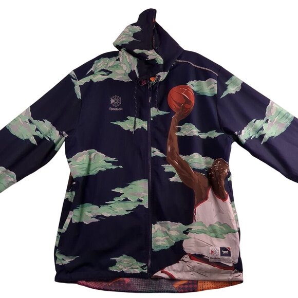 Reebok Reversible All Over Print Windbreaker Lemar & Daubed Jacket Mens Large - Picture 4 of 16